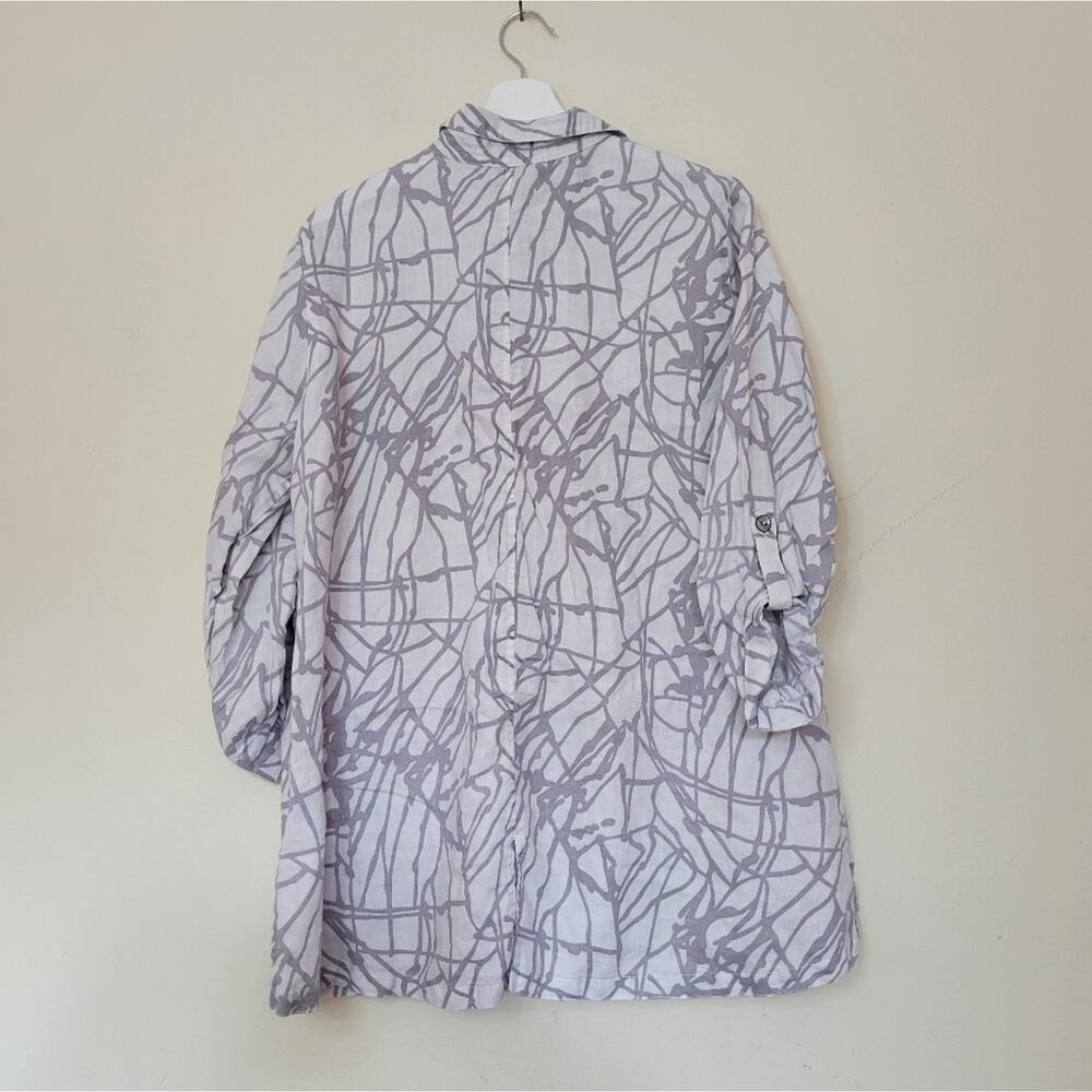 John Mark Printed Linen Button Front Top - image 5